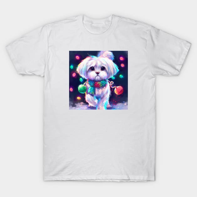 Cute Maltese Dog Drawing T-Shirt by Play Zoo